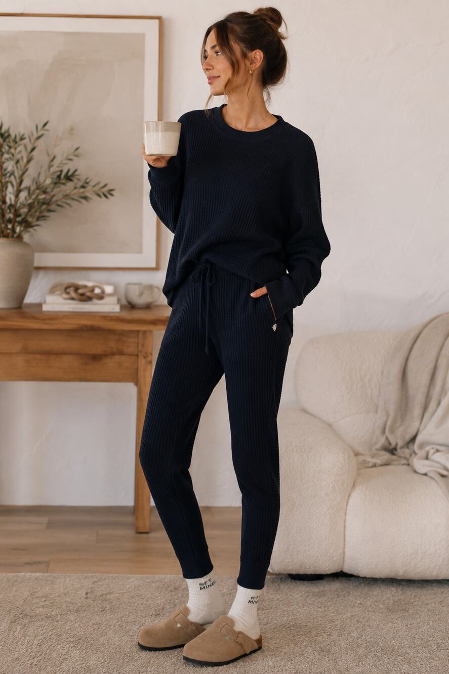 MATE THE LABEL Organic Terry Classic Jogger and Sweatshirt Womens XL Black